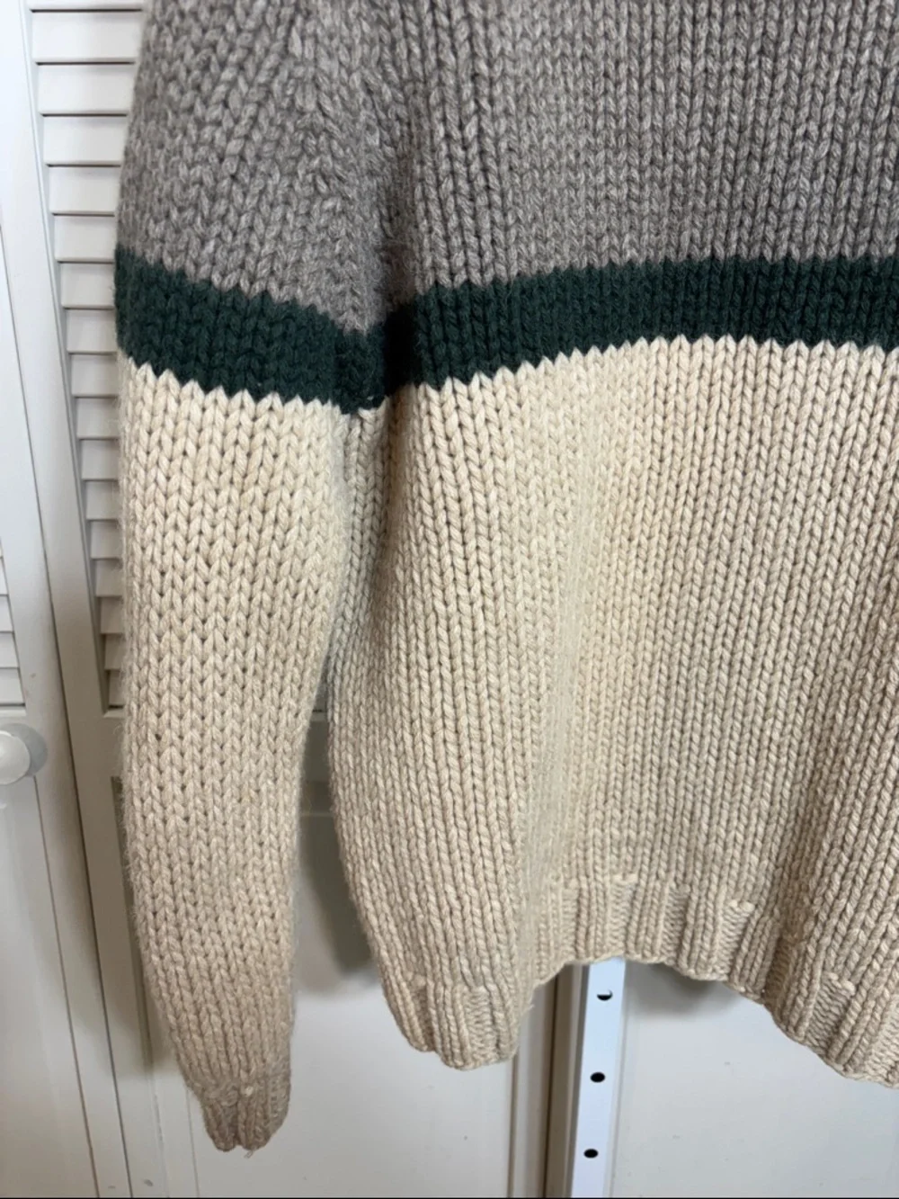 J. Crew Men's Vintage Colorblock Crewneck Sweater Taupe, Green & Cream Small